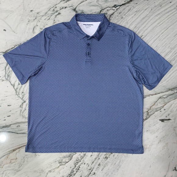 Johnston & Murphy Performance Polo Shirt Men's XL Blue Diamond Stretch Golf - Picture 1 of 11